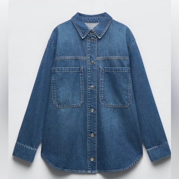 Zara oversized denim shirt XS - Picture 2 of 3